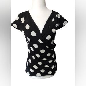 NWOT INC International Concepts Black & White Women's Polka Dot Shirt Size M
